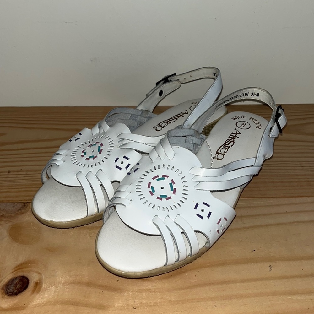 Airstep White Leather Woven Sandals